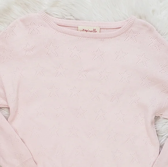 Papinelle Pointelle Pink Sweater Pajamas Top - Picture 4 of 7